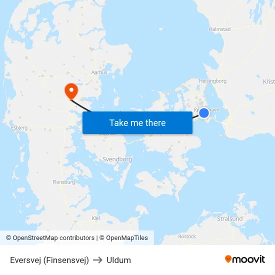 Eversvej (Finsensvej) to Uldum map