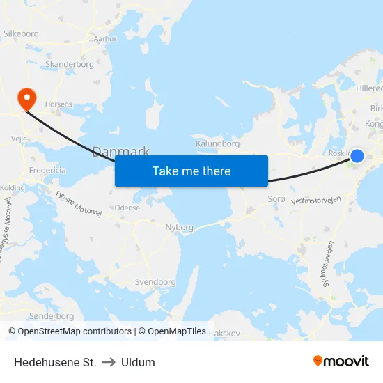Hedehusene St. to Uldum map