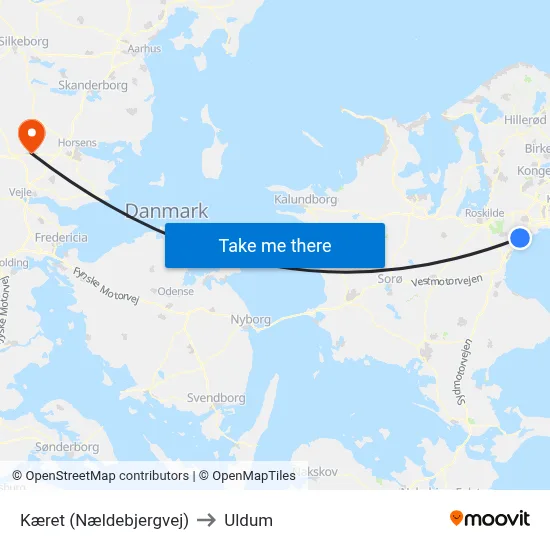 Kæret (Nældebjergvej) to Uldum map
