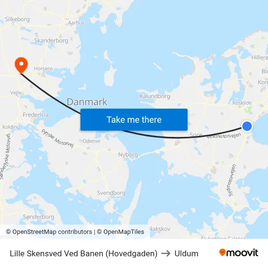 Lille Skensved Ved Banen (Hovedgaden) to Uldum map