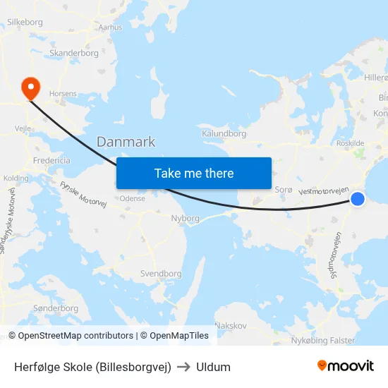 Herfølge Skole (Billesborgvej) to Uldum map