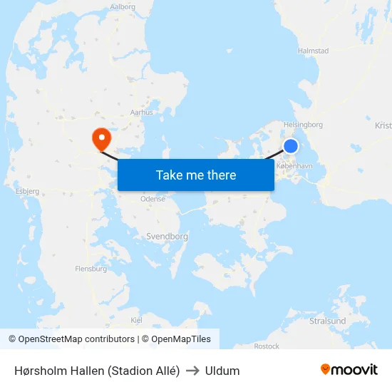 Hørsholm Hallen (Stadion Allé) to Uldum map