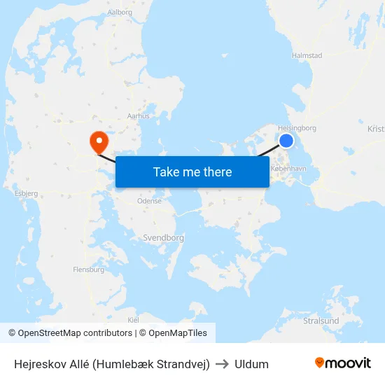 Hejreskov Allé (Humlebæk Strandvej) to Uldum map
