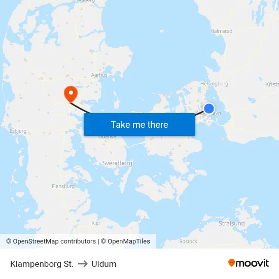 Klampenborg St. to Uldum map