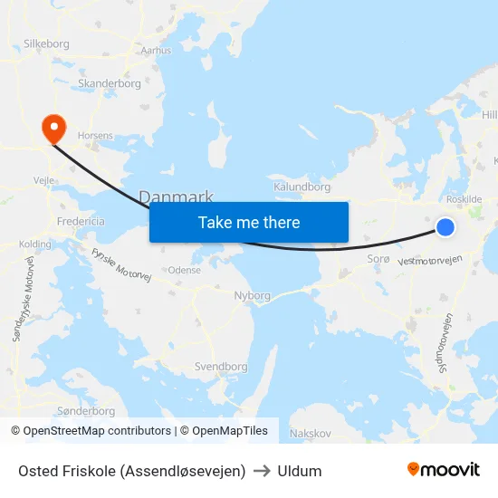 Osted Friskole (Assendløsevejen) to Uldum map