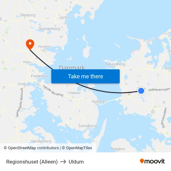 Regionshuset (Alleen) to Uldum map