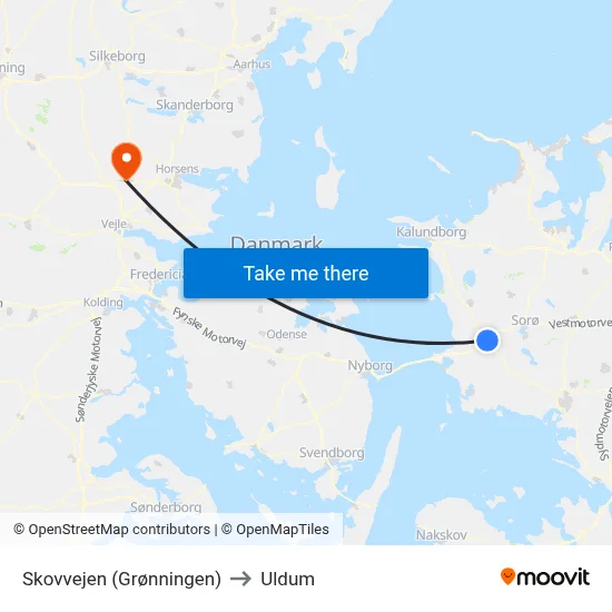 Skovvejen (Grønningen) to Uldum map