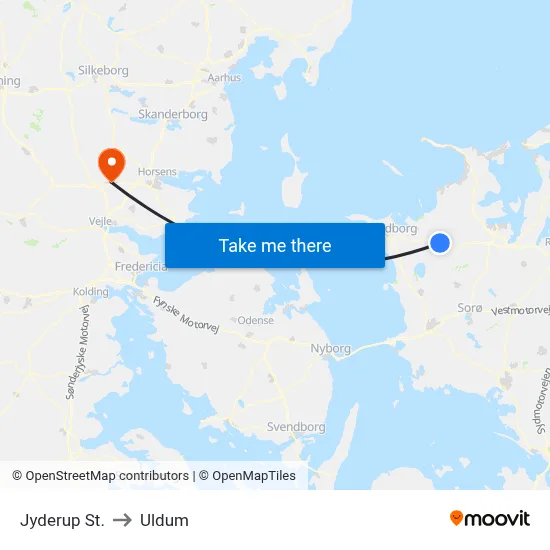 Jyderup St. to Uldum map