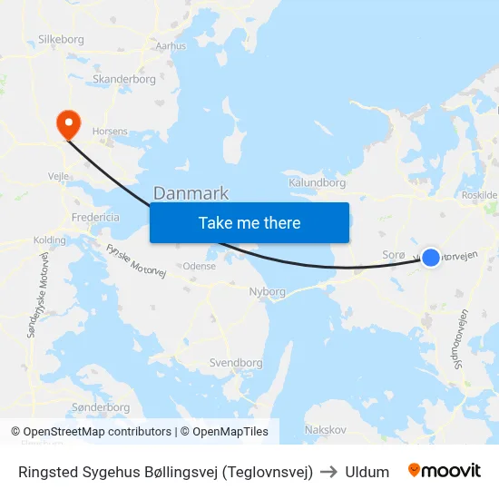 Ringsted Sygehus Bøllingsvej (Teglovnsvej) to Uldum map