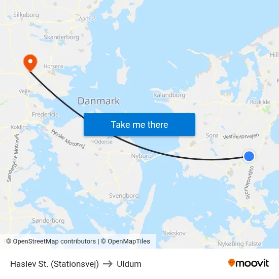 Haslev St. (Stationsvej) to Uldum map