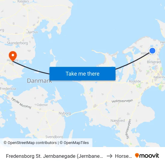Fredensborg St. Jernbanegade (Jernbanegade) to Horsens map