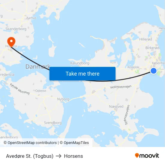 Avedøre St. (Togbus) to Horsens map
