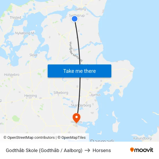 Godthåb Skole (Godthåb / Aalborg) to Horsens map