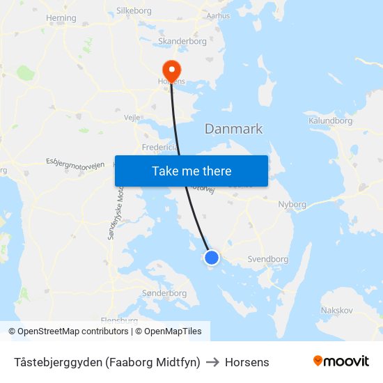 Tåstebjerggyden (Faaborg Midtfyn) to Horsens map