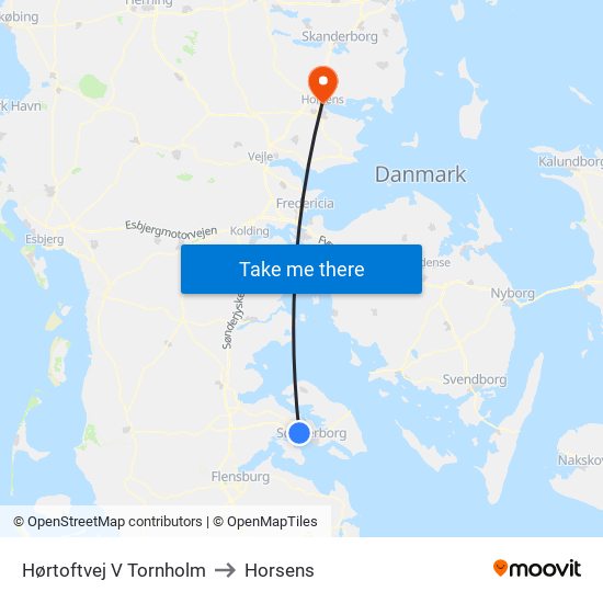 Hørtoftvej V Tornholm to Horsens map
