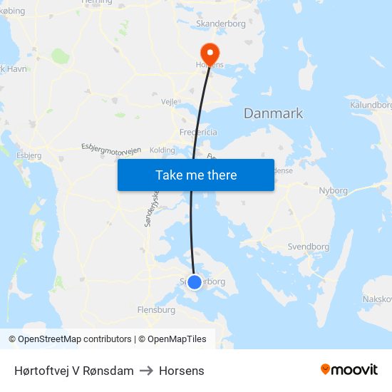 Hørtoftvej V Rønsdam to Horsens map