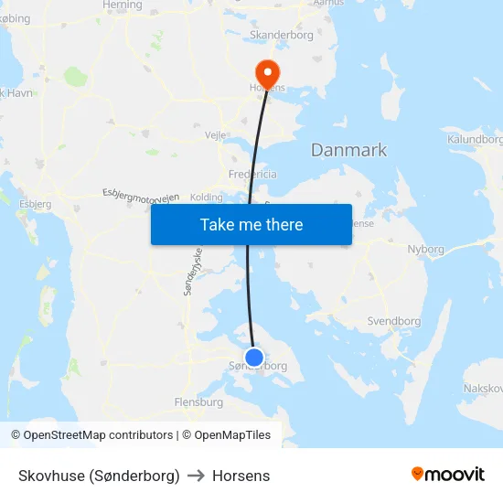 Skovhuse (Sønderborg) to Horsens map