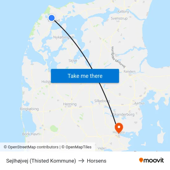 Sejlhøjvej (Thisted Kommune) to Horsens map