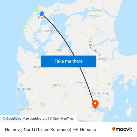 Holmevej Nord (Thisted Kommune) to Horsens map