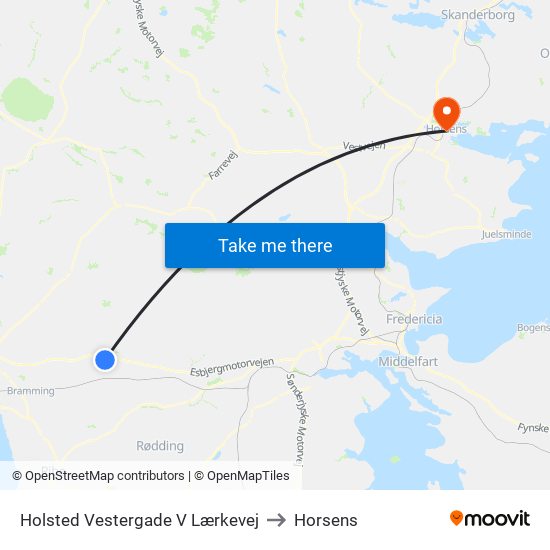 Holsted Vestergade V Lærkevej to Horsens map