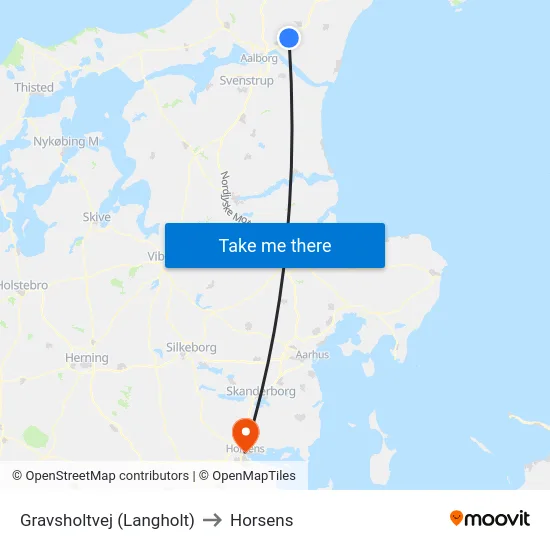 Gravsholtvej (Langholt) to Horsens map