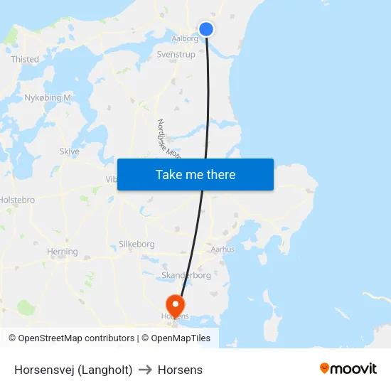 Horsensvej (Langholt) to Horsens map