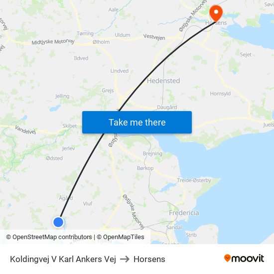 Koldingvej V Karl Ankers Vej to Horsens map