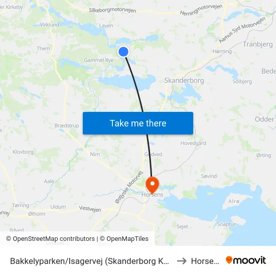 Bakkelyparken/Isagervej (Skanderborg Kom) to Horsens map