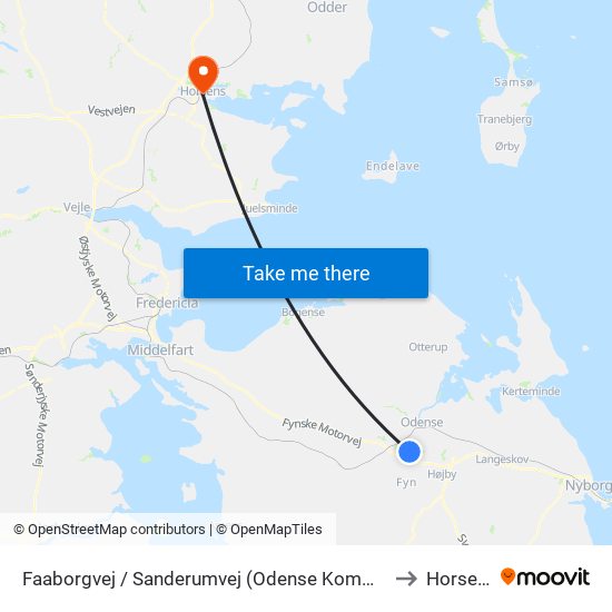 Faaborgvej / Sanderumvej (Odense Kommune) to Horsens map