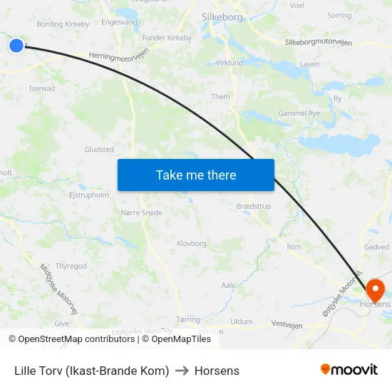Lille Torv (Ikast-Brande Kom) to Horsens map