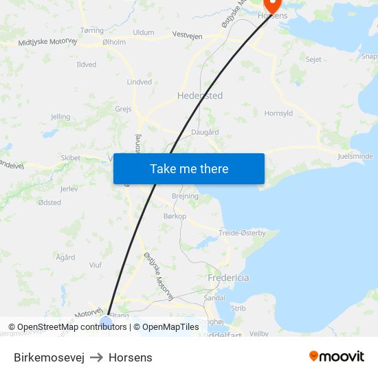 Birkemosevej to Horsens map