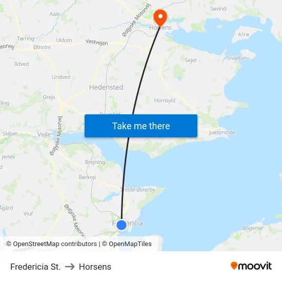 Fredericia St. to Horsens map