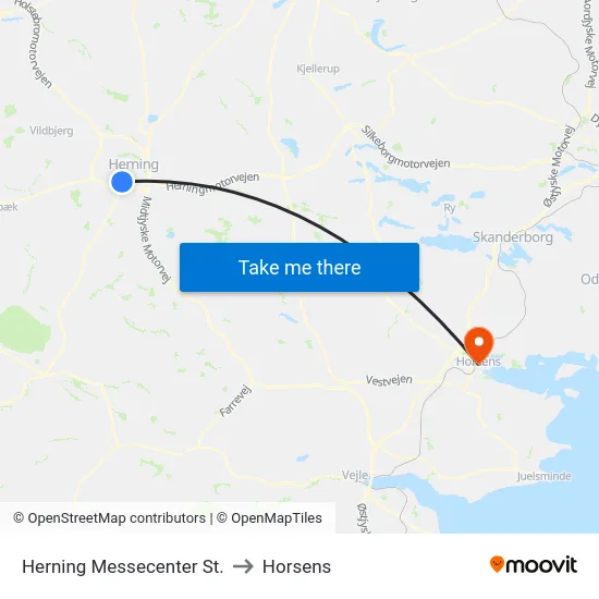 Herning Messecenter St. to Horsens map