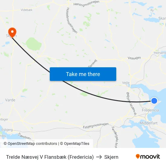 Trelde Næsvej V Flansbæk (Fredericia) to Skjern map