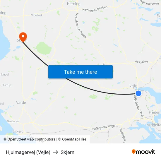 Hjulmagervej (Vejle) to Skjern map