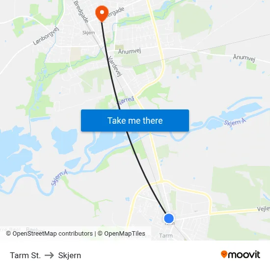 Tarm St. to Skjern map