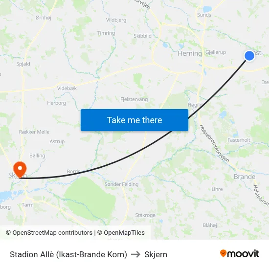 Stadion Allè (Ikast-Brande Kom) to Skjern map