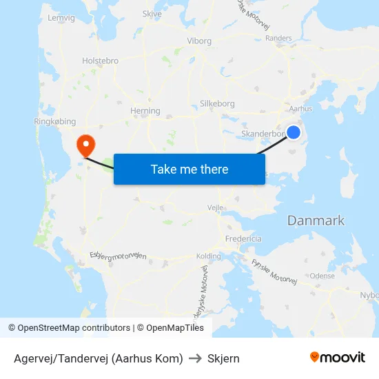 Agervej/Tandervej (Aarhus Kom) to Skjern map