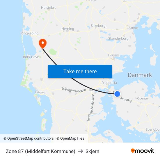 Zone 87 (Middelfart Kommune) to Skjern map