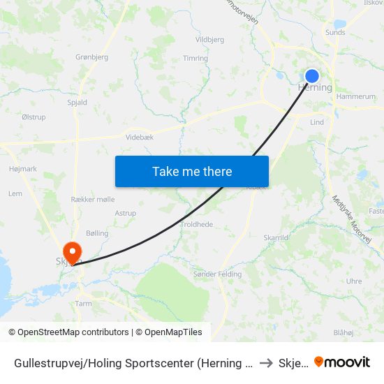 Gullestrupvej/Holing Sportscenter (Herning Kom) to Skjern map