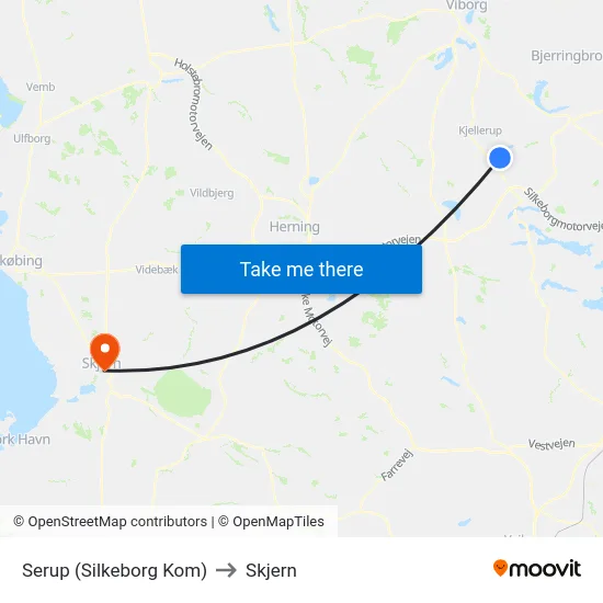 Serup (Silkeborg Kom) to Skjern map
