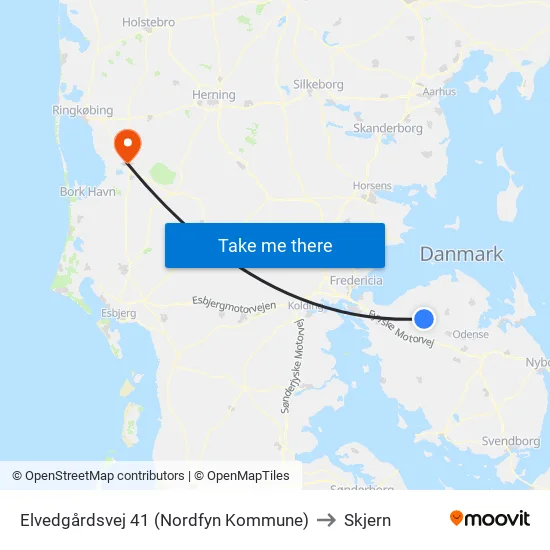 Elvedgårdsvej 41 (Nordfyn Kommune) to Skjern map