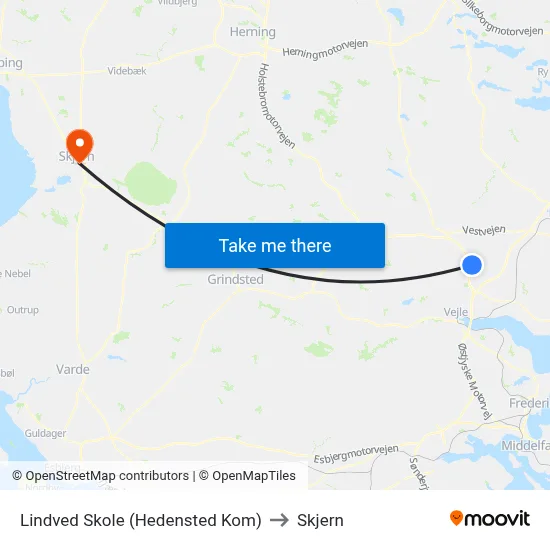 Lindved Skole (Hedensted Kom) to Skjern map