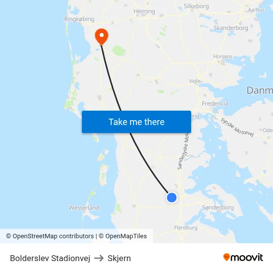 Bolderslev Stadionvej to Skjern map