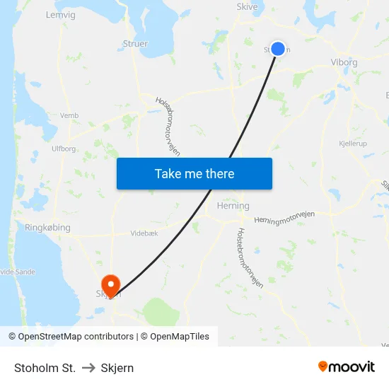 Stoholm St. to Skjern map