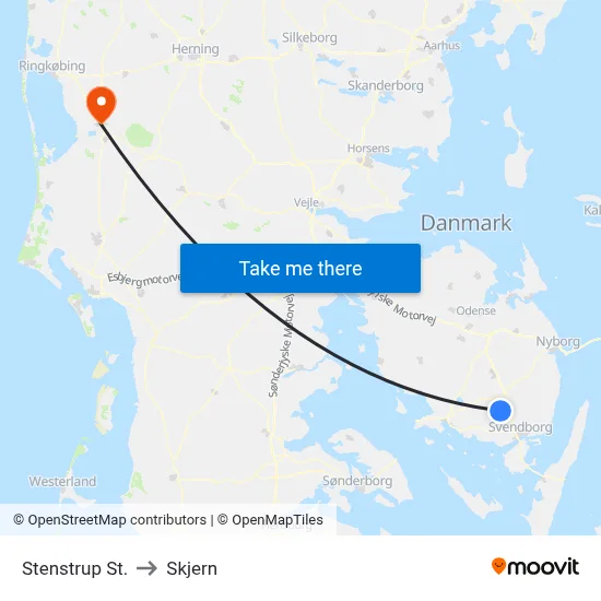 Stenstrup St. to Skjern map