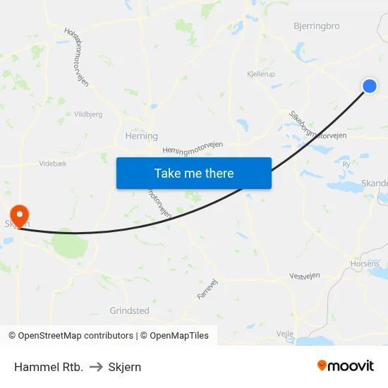Hammel Rtb. to Skjern map