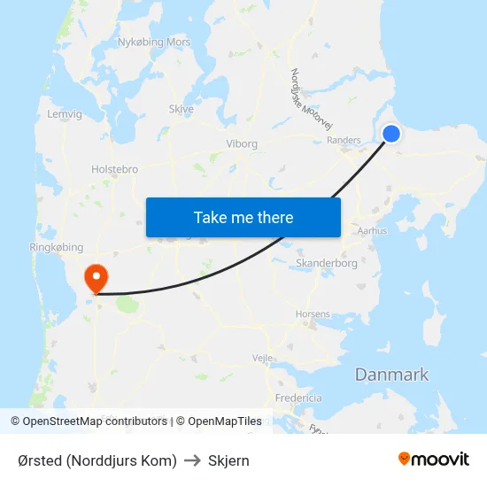 Ørsted (Norddjurs Kom) to Skjern map