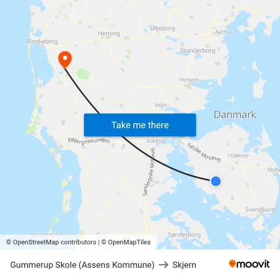 Gummerup Skole (Assens Kommune) to Skjern map