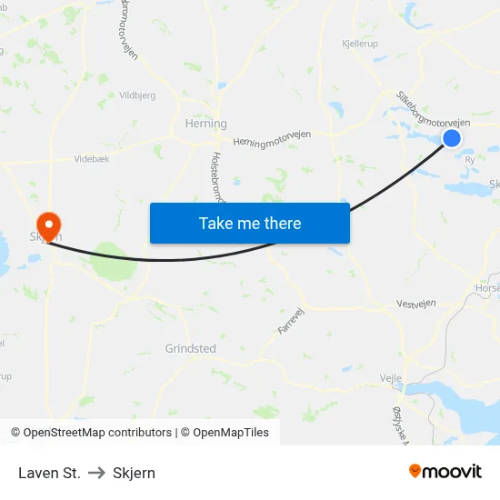 Laven St. to Skjern map